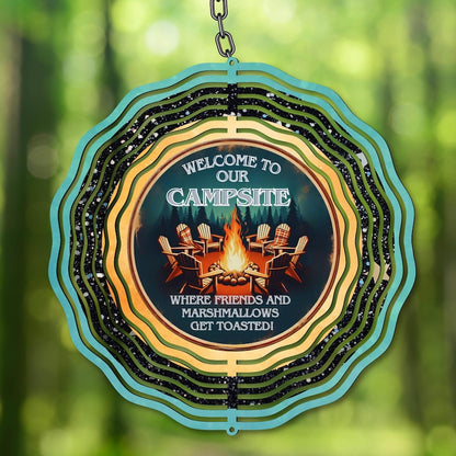 Welcome To Our Campsite Wind Spinner