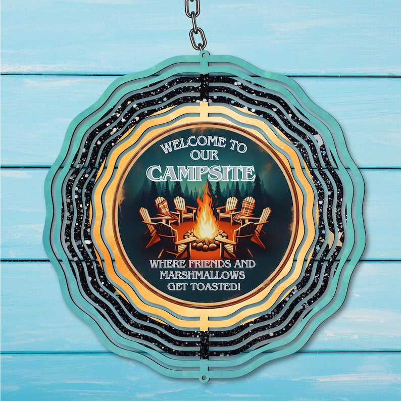 Welcome To Our Campsite Wind Spinner