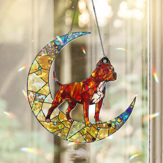 Pitbull Stained Glass Suncatcher