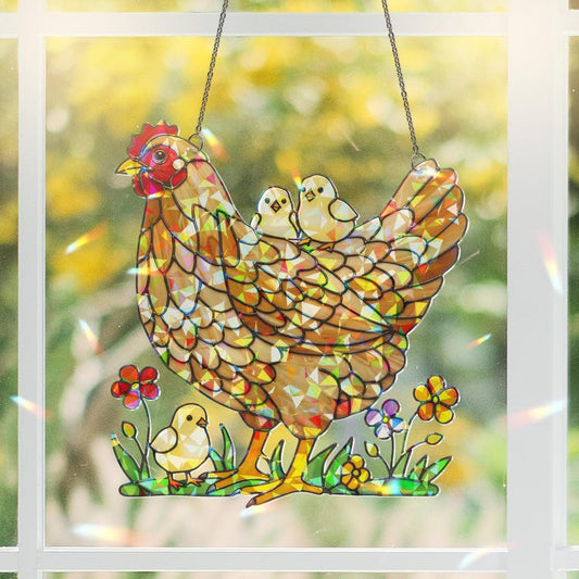 Mother Hen Stained Glass Suncatcher