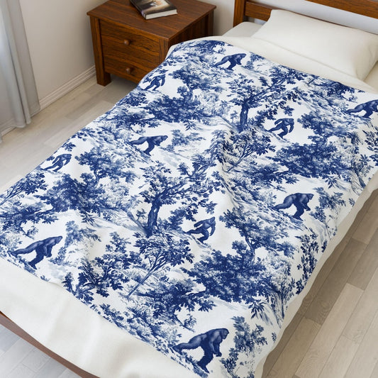 Bigfoot Sasquatch French Toile Blanket