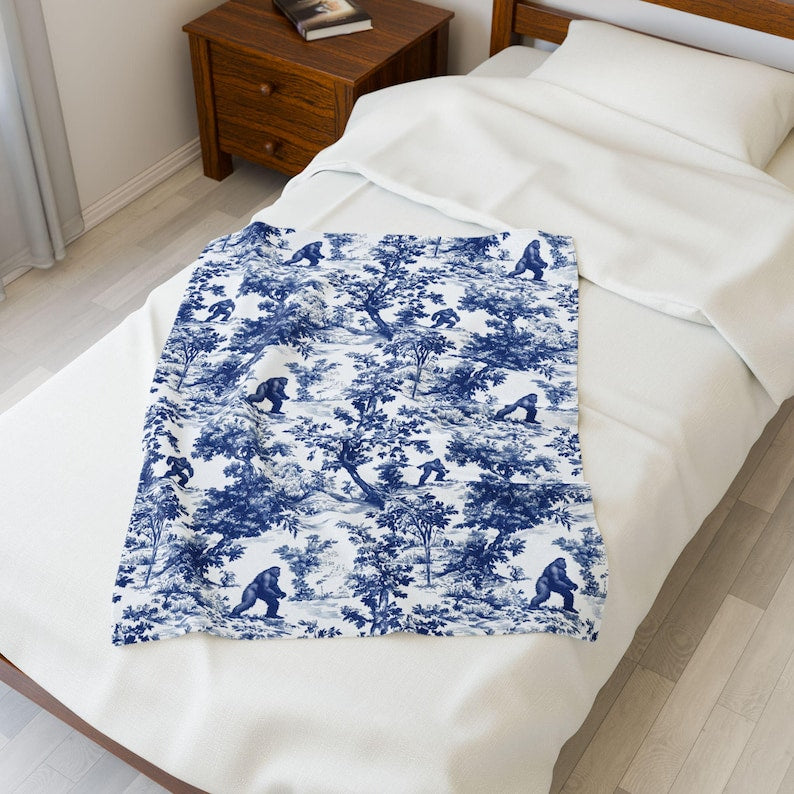 Bigfoot Sasquatch French Toile Blanket