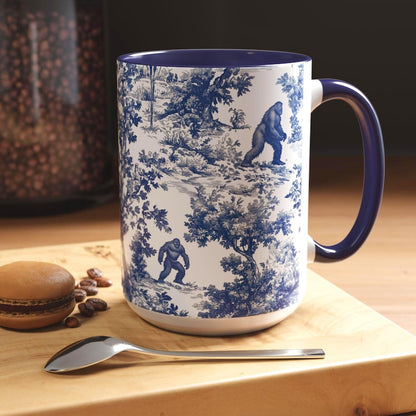 Bigfoot Sasquatch Print Forest Toile Funny Accent Mug