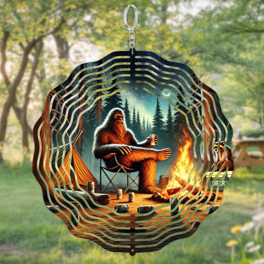 Bigfoot Sasquatch Camping Vibes Windspinner