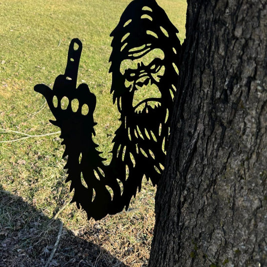 Flipping Off Bigfoot Metal Sign