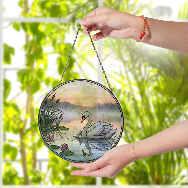Swan Stained Glass Suncatcher