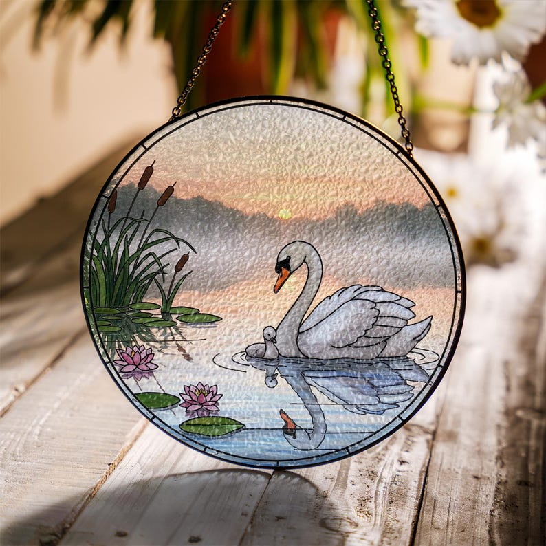 Swan Stained Glass Suncatcher