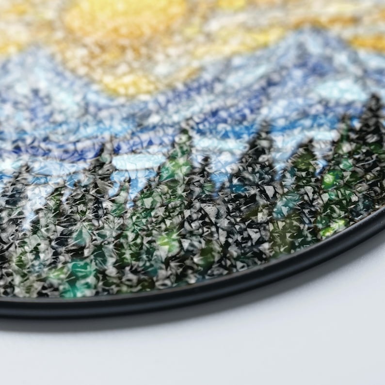 Mountain Sunrise Stained Glass Suncatcher