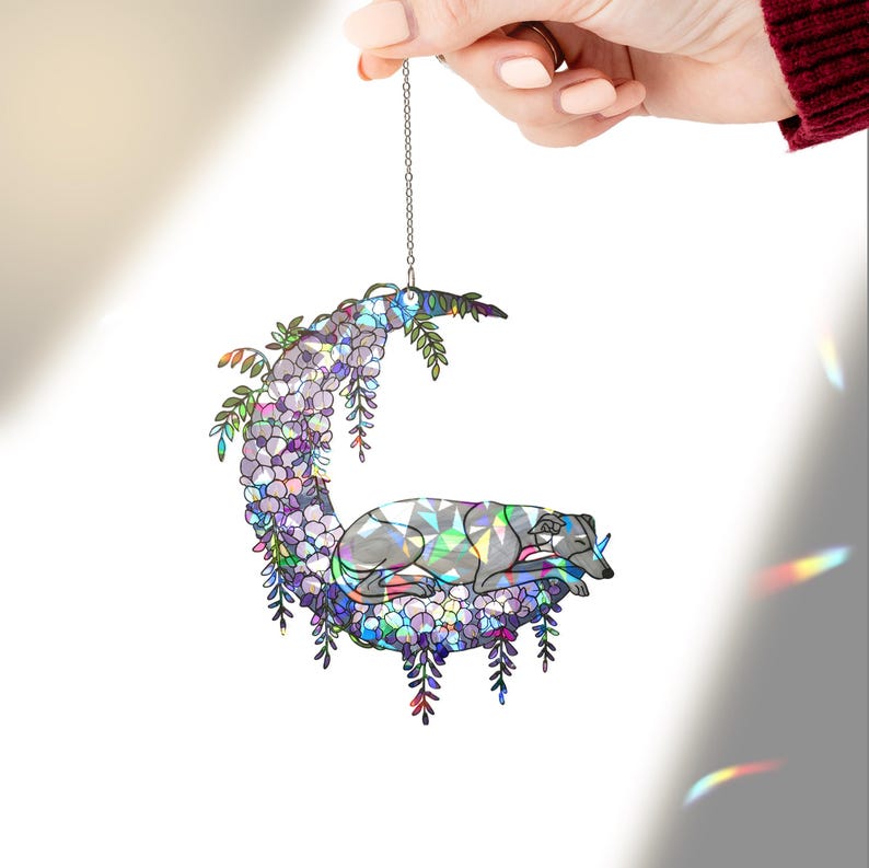 Holographic Greyhound Stained Glass Suncatcher