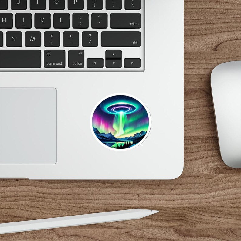 UFO Landing Die-Cut Sticker