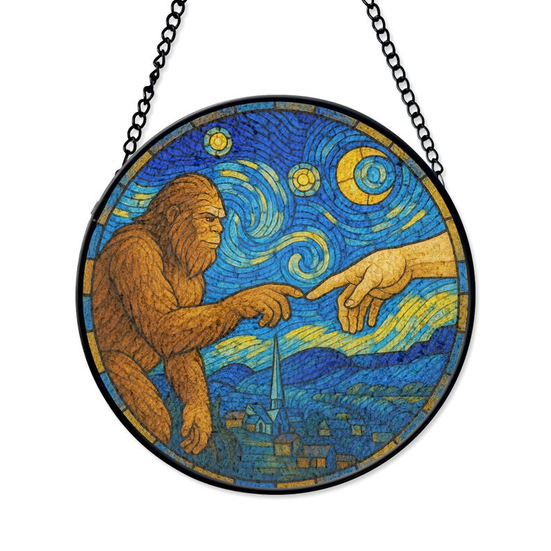 Starry Night Parody Stained Glass Suncatcher