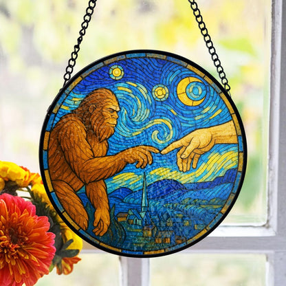 Starry Night Parody Stained Glass Suncatcher