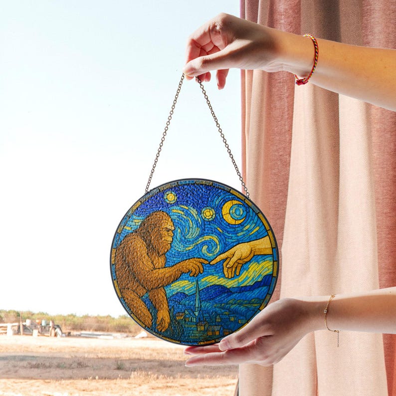 Starry Night Parody Stained Glass Suncatcher