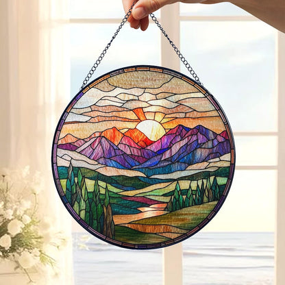 Mountain Range Stained Glass Suncatcher