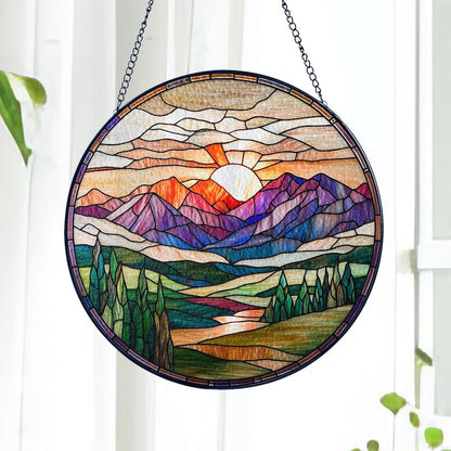 Mountain Range Stained Glass Suncatcher