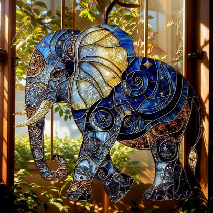 Elephant Stain Glass Suncatcher