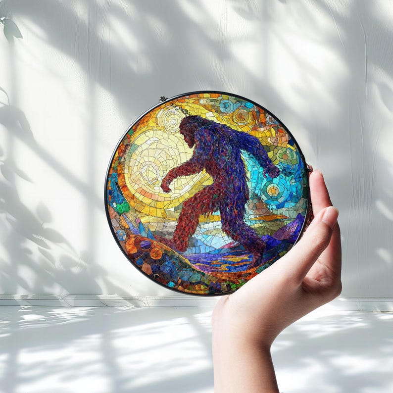Bigfoot Stained Glass Suncatcher