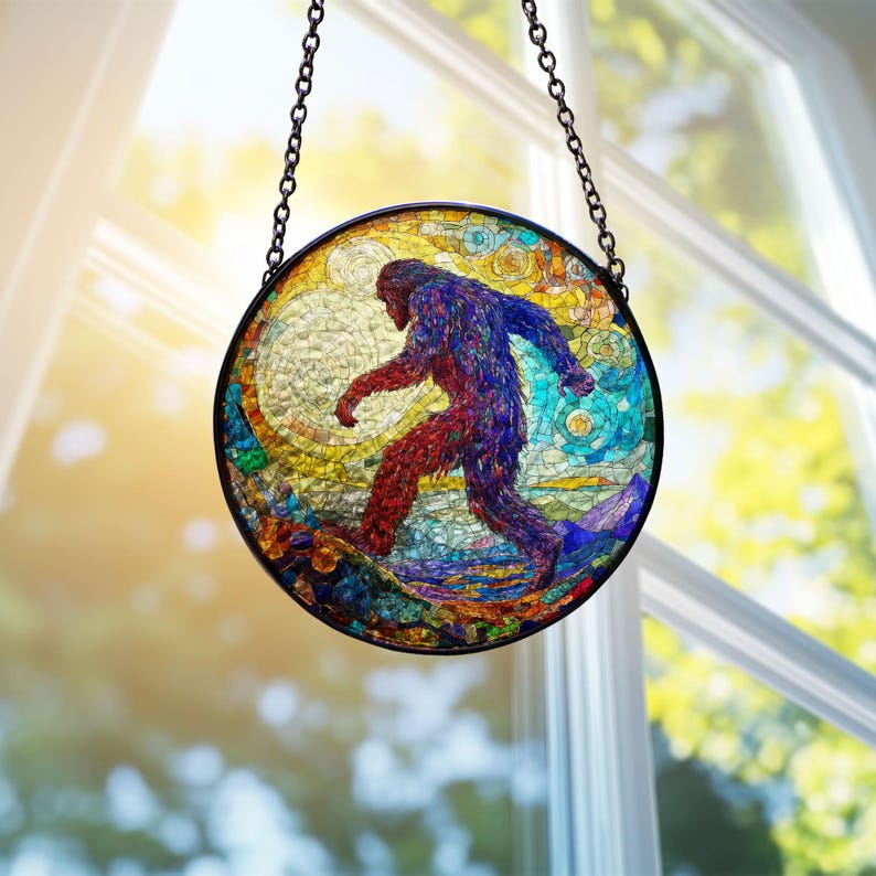 Bigfoot Stained Glass Suncatcher