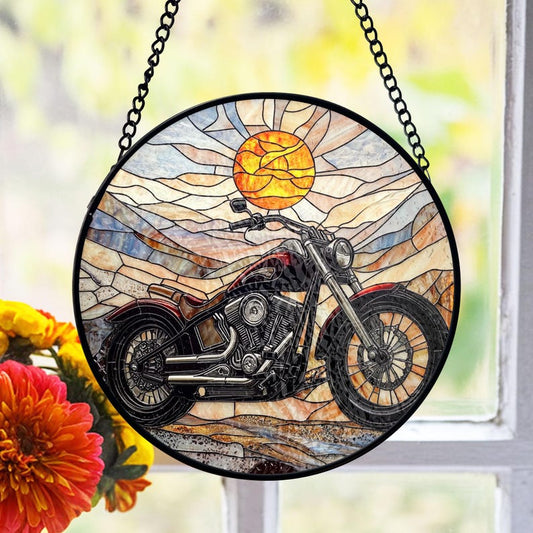 Motorcycle Stained Glass Suncatcher