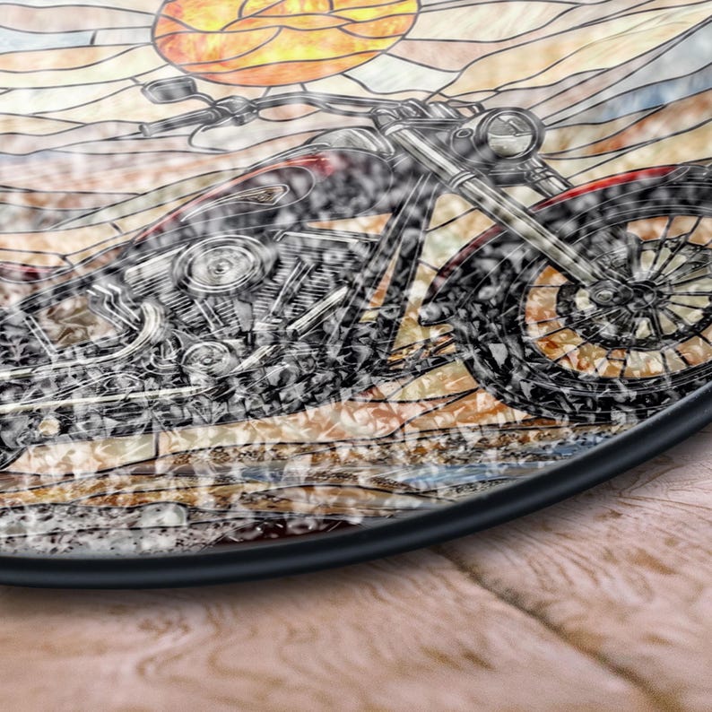 Motorcycle Stained Glass Suncatcher