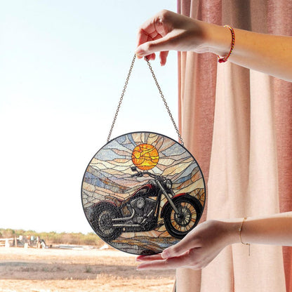 Motorcycle Stained Glass Suncatcher