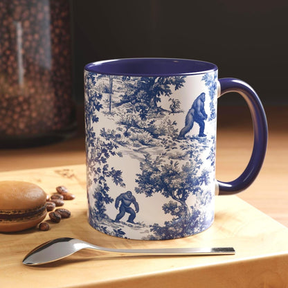 Bigfoot Sasquatch Print Forest Toile Funny Accent Mug