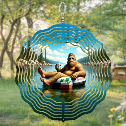 Funny Bigfoot Lake Life Sasquatch Camping Vibes Windspinner