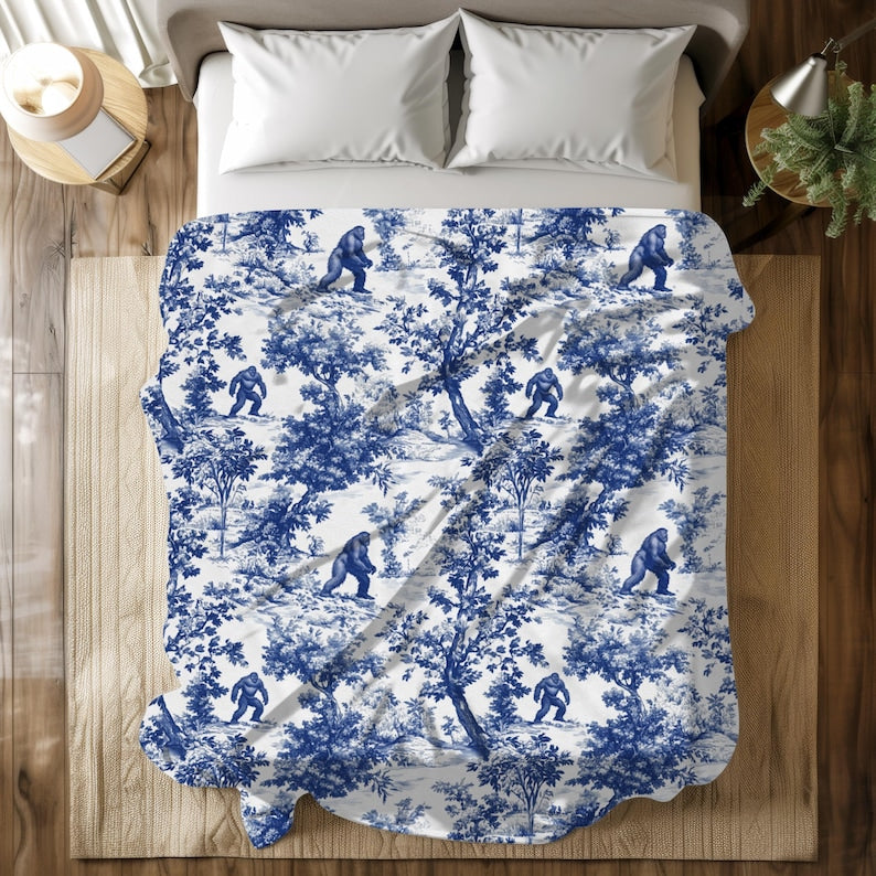 Bigfoot Sasquatch French Toile Blanket