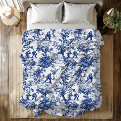 Bigfoot Sasquatch French Toile Blanket