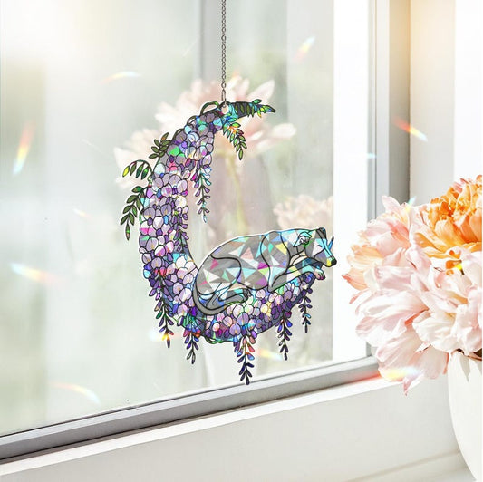 Holographic Greyhound Stained Glass Suncatcher