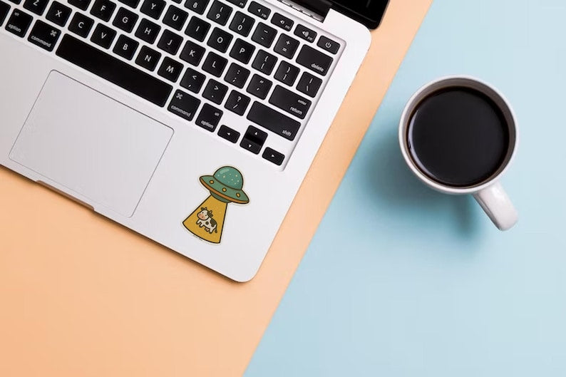 UFO Cow Abduction Sticker