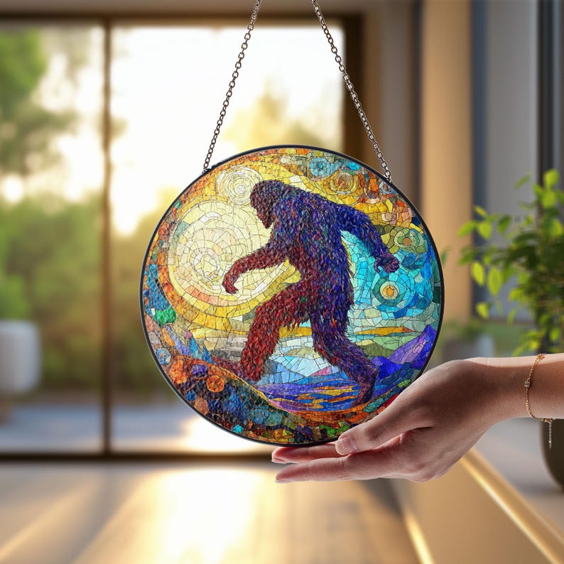 Bigfoot Stained Glass Suncatcher