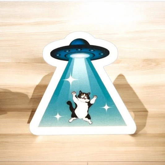 Cat Abducted by UFO Sticker