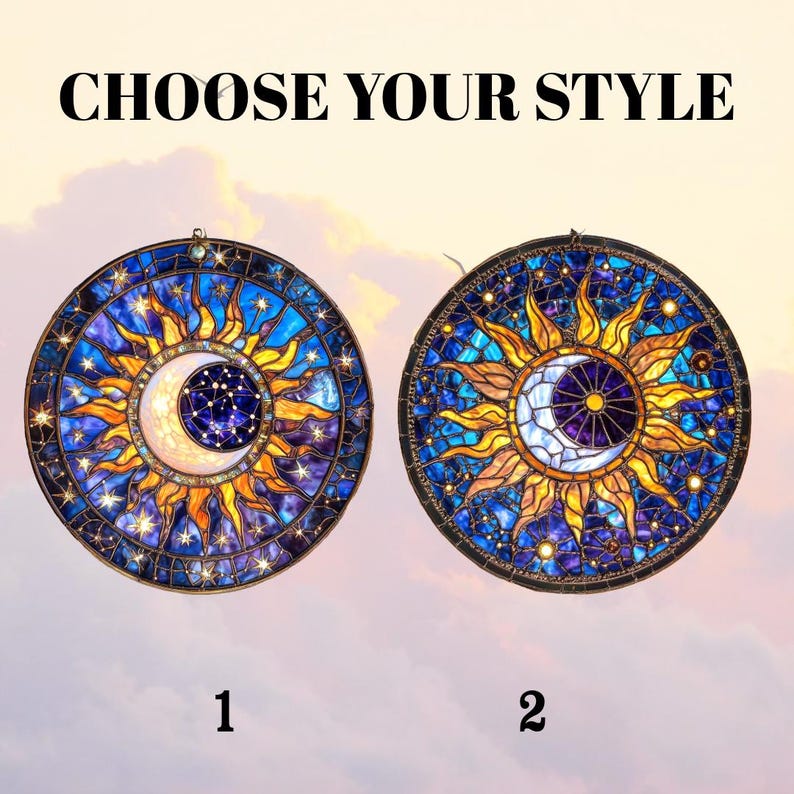 Celestial Sun Moon Stained Glass Suncatcher