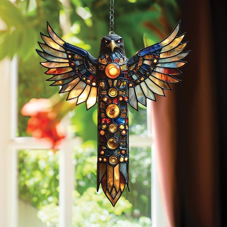 Celestial Eagle Stain Glass Suncatcher
