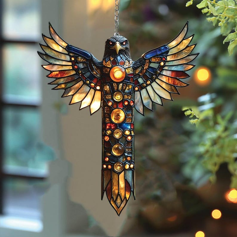 Celestial Eagle Stain Glass Suncatcher