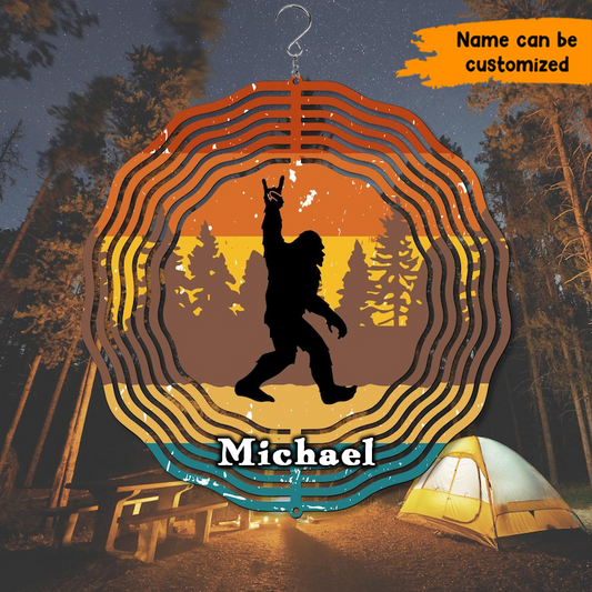 Personalized Bigfoot Camping Wind Spinner