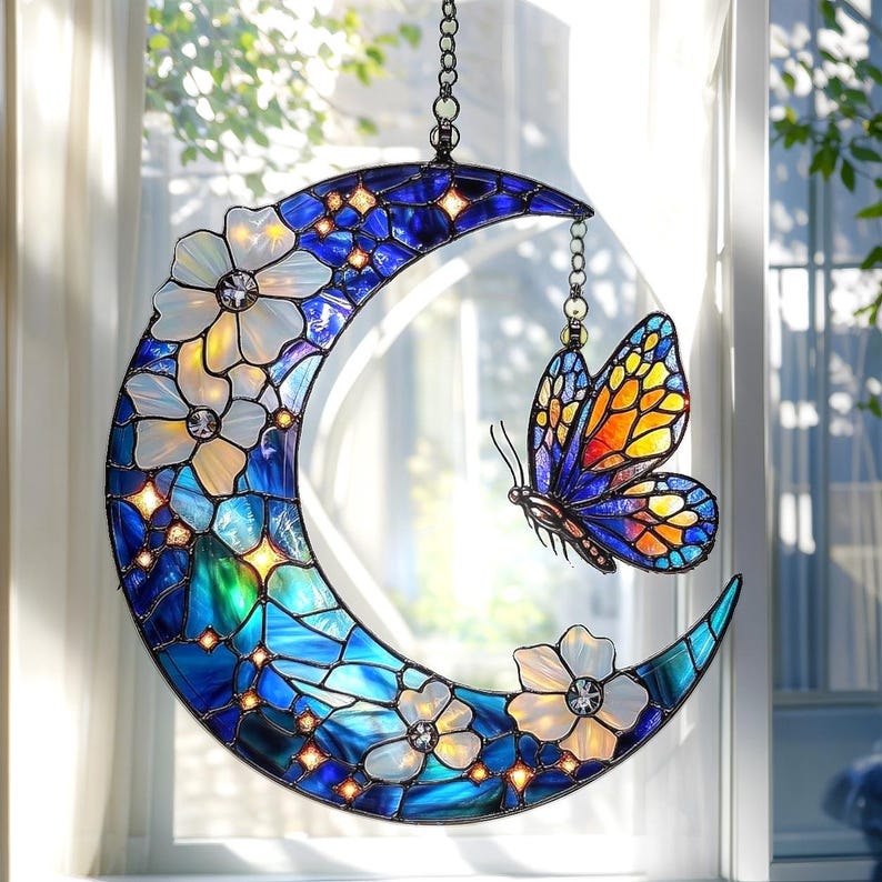 Celestial Butterfly Stain Glass Suncatcher