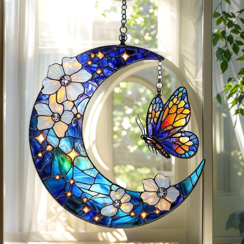 Celestial Butterfly Stain Glass Suncatcher