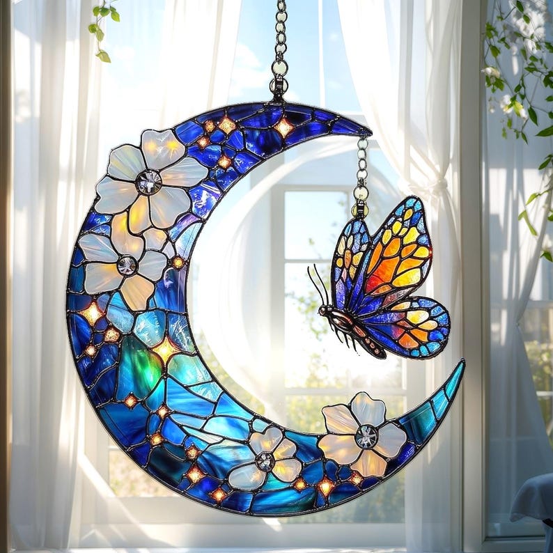 Celestial Butterfly Stain Glass Suncatcher