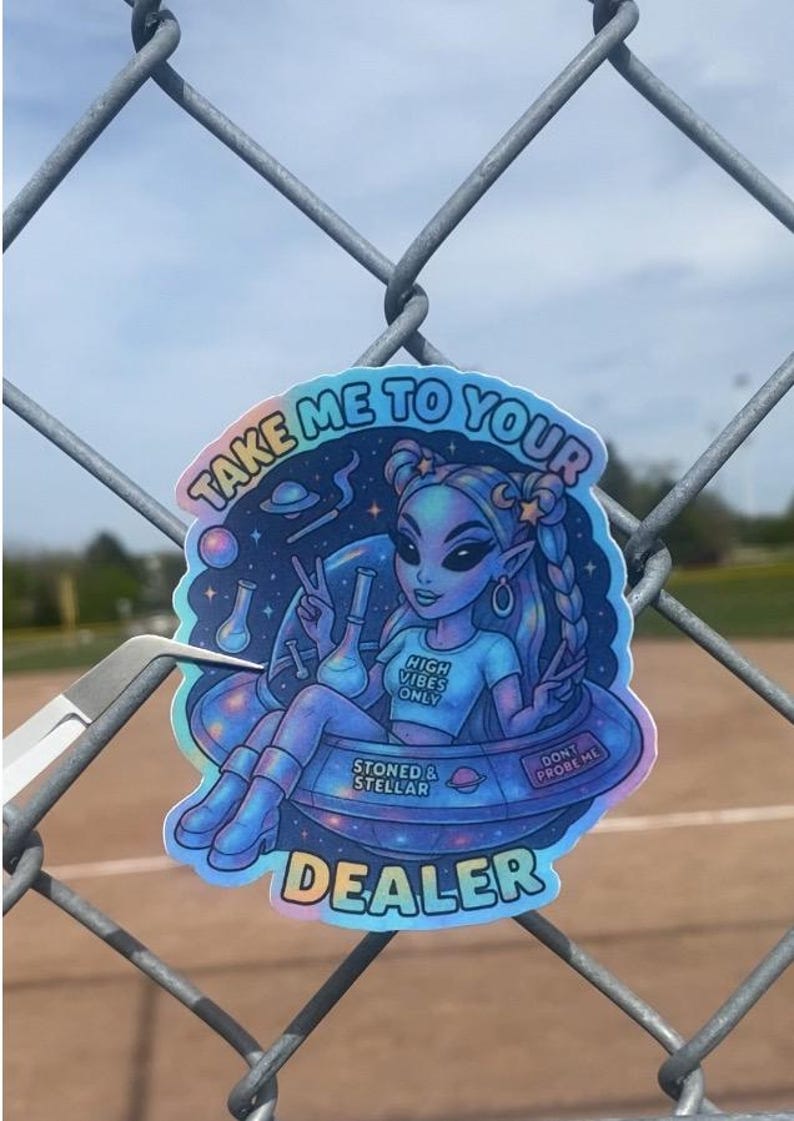Stoned & Stellar Alien Girl Sticker