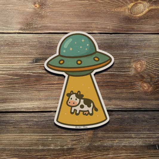 UFO Cow Abduction Sticker