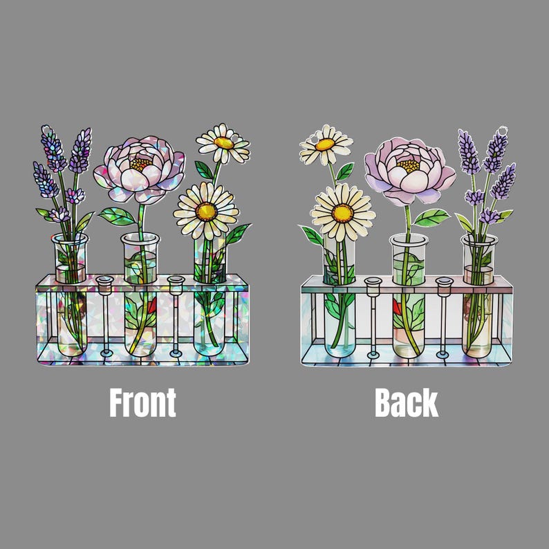 Nursing Test Tube Rack Flower Stained Glass Suncatcher