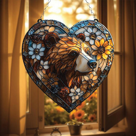 Rustic Bear Stained Glass Suncatcher