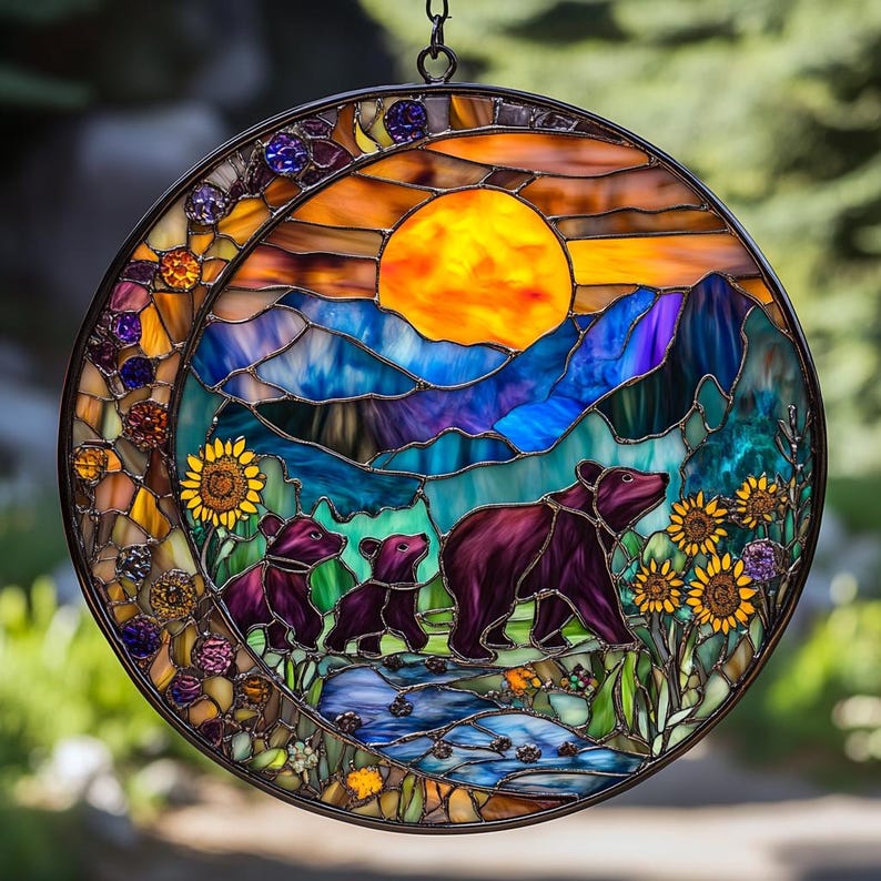 Bear Family Stained Glass Suncatcher