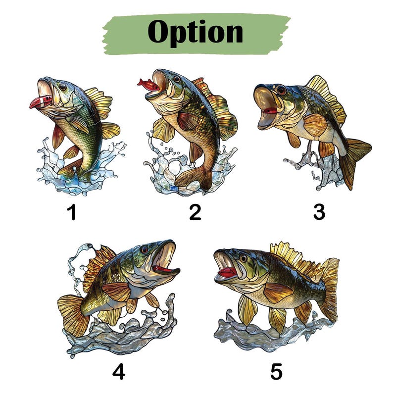 Jumping Bass Stain Glass Suncatcher