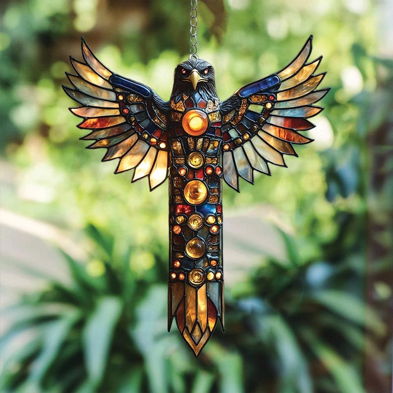 Celestial Eagle Stain Glass Suncatcher