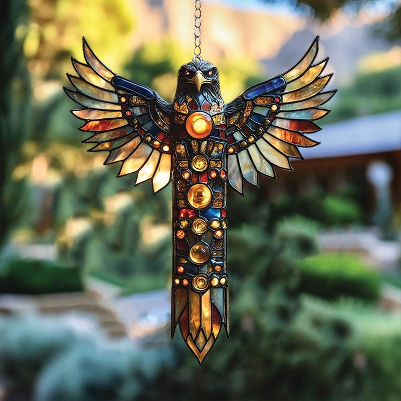 Celestial Eagle Stain Glass Suncatcher