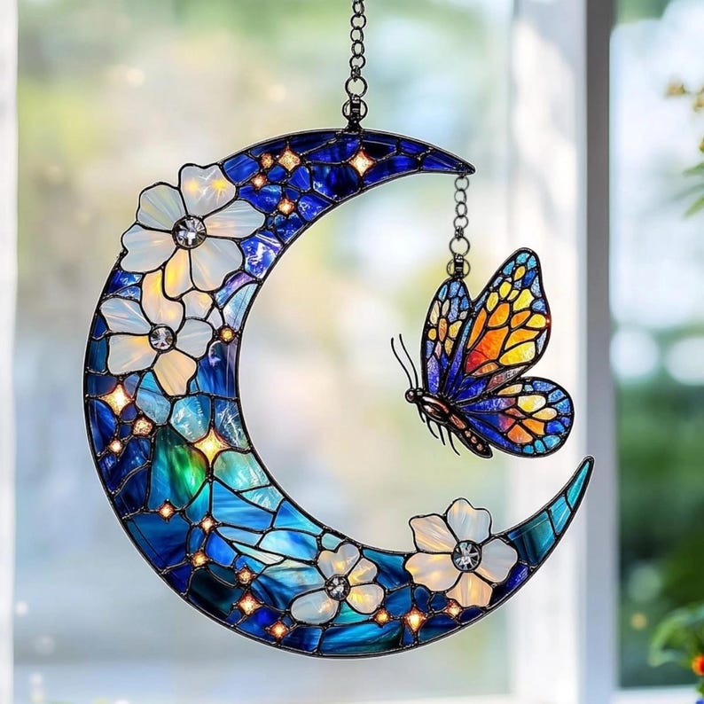 Celestial Butterfly Stain Glass Suncatcher