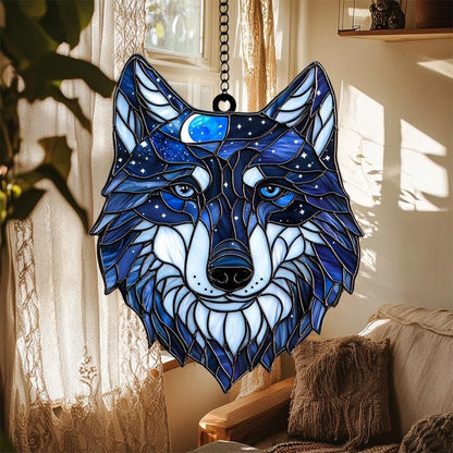 Wolf Stain Glass Suncatcher